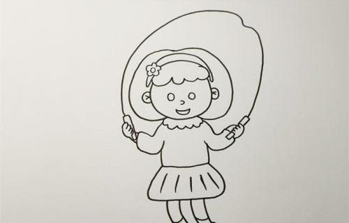 Q版可爱跳绳简笔画教程步骤 卡通简单小女孩跳绳简笔画怎么画