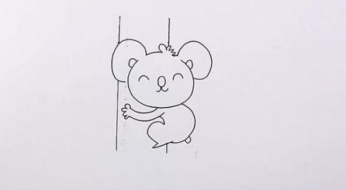 卡通爬树考拉简笔画怎么画 彩色可爱考拉简笔画带步骤教学
