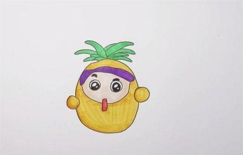 卡通菠萝简笔画图片大全 彩色可爱菠萝简笔画怎么画