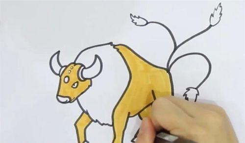 可爱彩色黄牛简笔画一步一步画法 带颜色黄牛简笔画怎么画