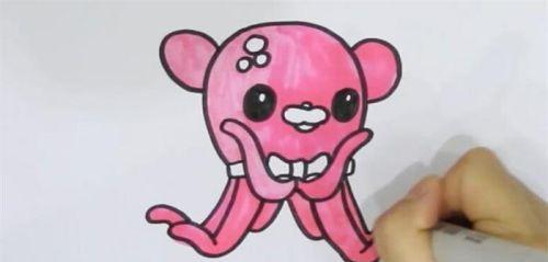 凶猛简单章鱼简笔画怎么画 彩色可爱章鱼简笔画图片大全