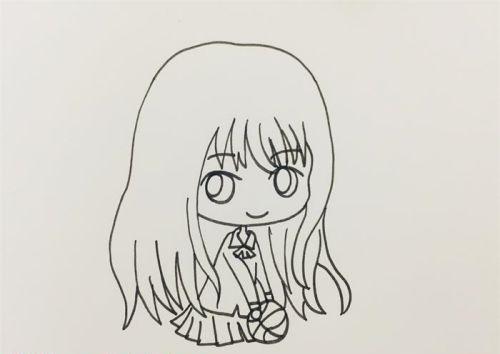 q版可爱二次元美少女简笔画步骤画法 全身二次元美少女简笔画怎么画
