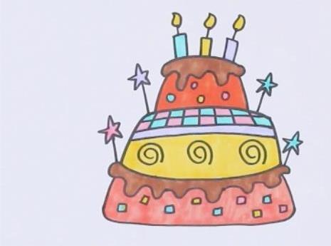 生日蛋糕简笔画儿童画教程图解 可爱简单生日蛋糕简笔画怎么画