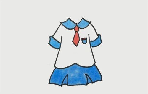 夏季校服简笔画怎么画 简单版的校服裙简笔画带步骤画法