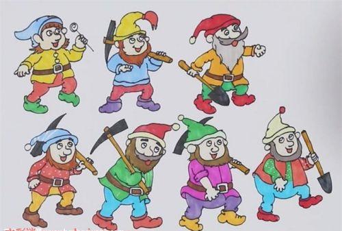 卡通七个小矮人简笔画步骤教学 彩色七个小矮人简笔画怎么画