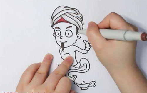卡通阿拉丁神灯的简笔画怎么画 绘本阿拉丁神灯的简笔画步骤教程