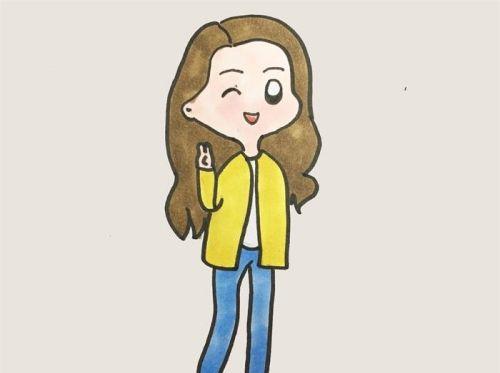 卡通动漫小女孩简笔画怎么画 全身卡通小女孩简笔画画法教学