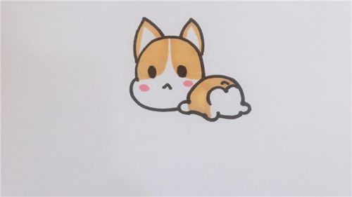 可爱简单柯基犬简笔画步骤画法 儿童彩色柯基犬简笔画怎么画