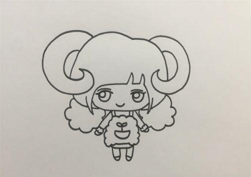 十二星座白羊座美少女简笔画画法教学 可爱白羊座美少女简笔画图片大全