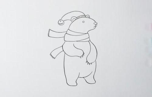 可爱的小北极熊简笔画教学画法 彩色卡通北极熊简笔画怎么画