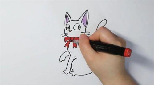 简单可爱小猫咪简笔画步骤画法 涂色彩色小猫咪简笔画怎么画