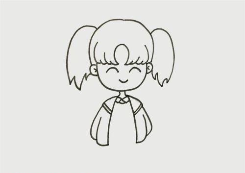 彩色穿校服的小女孩简笔画怎么画 最简单的穿校服的小女孩简笔画教程带步骤