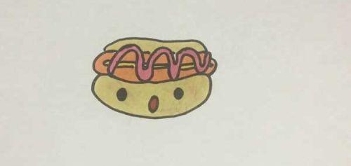 简单彩色热狗简笔画教程图解 可爱卡通热狗简笔画怎么画