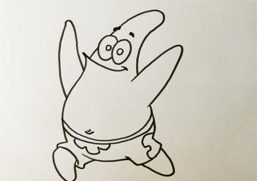 可爱带颜色派大星简笔画步骤教程 卡通动漫派大星简笔画怎么画