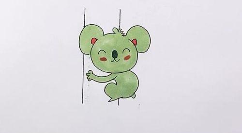 卡通爬树考拉简笔画怎么画 彩色可爱考拉简笔画带步骤教学