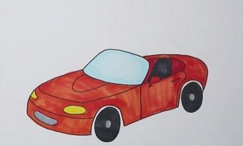 帅气跑车简笔画儿童画教学画法 彩色简单跑车简笔画儿童画怎么画