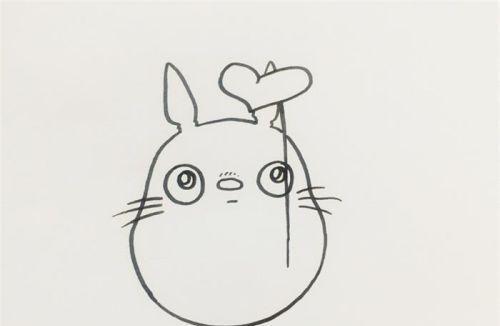 可爱动漫龙猫简笔画教程图解 彩色打伞龙猫简笔画怎么画