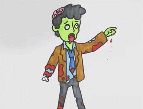 可爱简答丧尸简笔画教程图解 全身恐怖丧尸简笔画怎么画