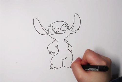 彩色可爱史迪仔简笔画步骤教学 卡通人物史迪仔简笔画怎么画