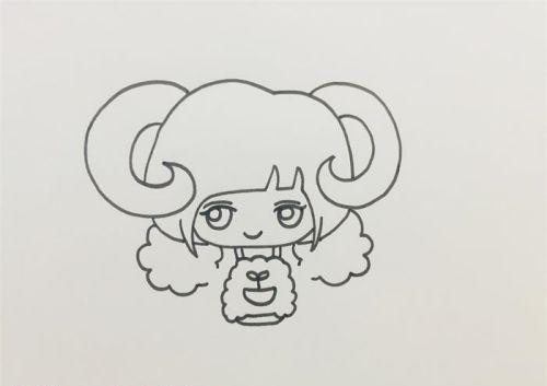 十二星座白羊座美少女简笔画画法教学 可爱白羊座美少女简笔画图片大全