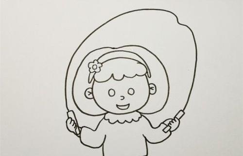 Q版可爱跳绳简笔画教程步骤 卡通简单小女孩跳绳简笔画怎么画